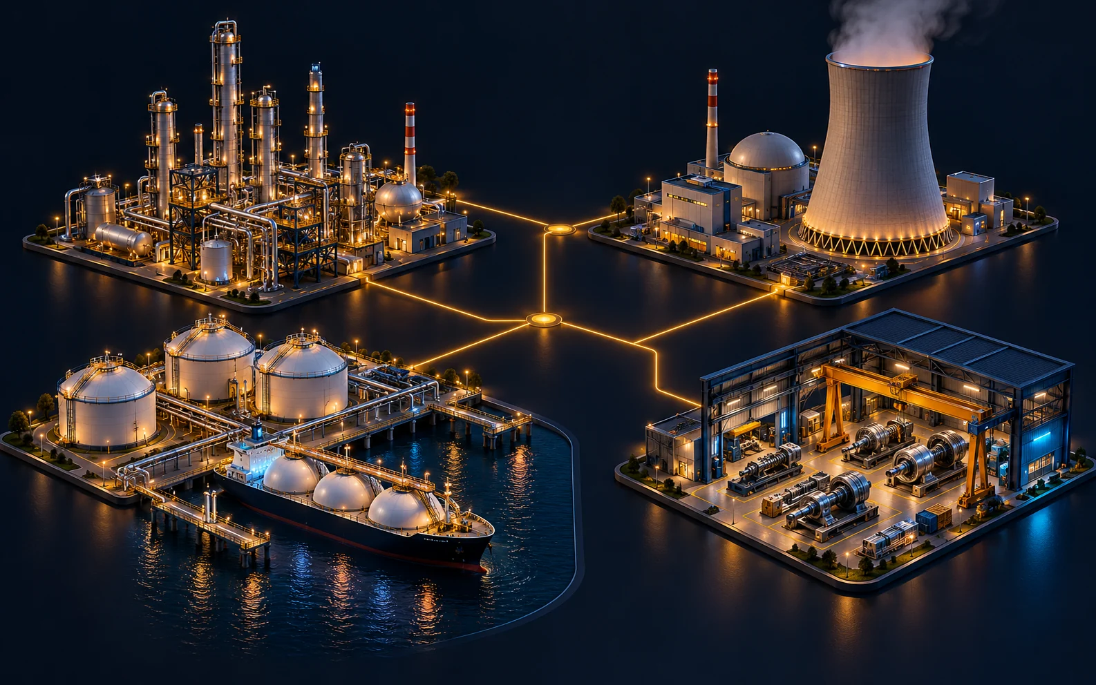 Нефтехимия, атомная энергетика, СПГ, машиностроение